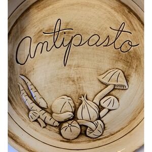 Vintage Calif USA PA-20 Antipasto 12.5" Platter Plate Raised Mushrooms MCM